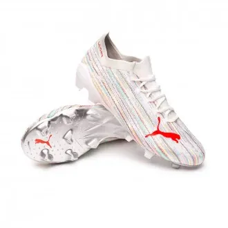 Football Boots Ultra 1.2 FG/AG White-Red Blast-Silver