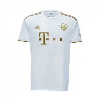 T-Shirt Kids FC Bayern Away Jersey 2022-2023 White-Dark Football Gold