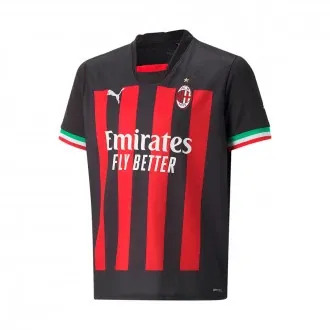 T-Shirt AC Milan Home Jersey 2022-2023 Black-Tango Red