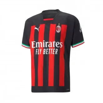 T-Shirt AC Milan Home Jersey 2022-2023 Black-Tango Red