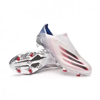 Football Boots X Ghosted + FG Silver Metallic-Black-Scarlet