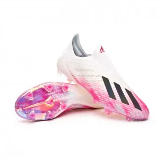 Bota X 19+ FG White-Black-Shock pink