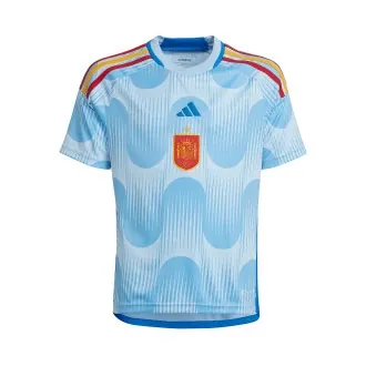 T-Shirt Kids Spain Away Jersey World Cup Qatar 2022 Glow Blue-Glory Blue