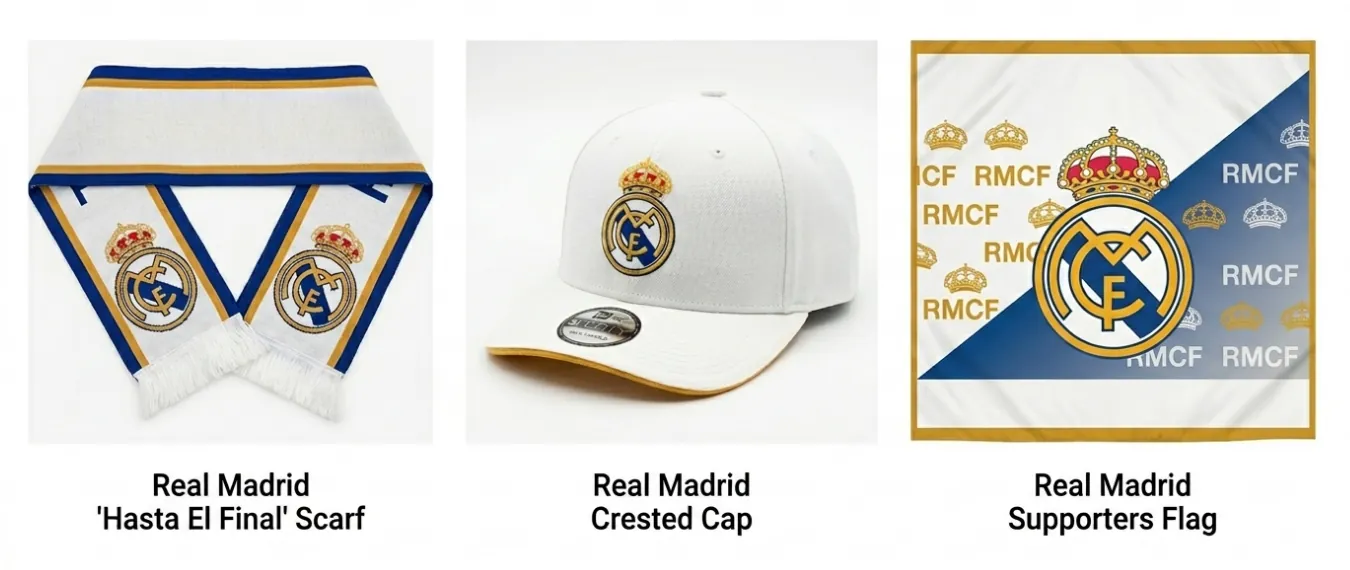 soccer matchday set of scarf, hat, flag