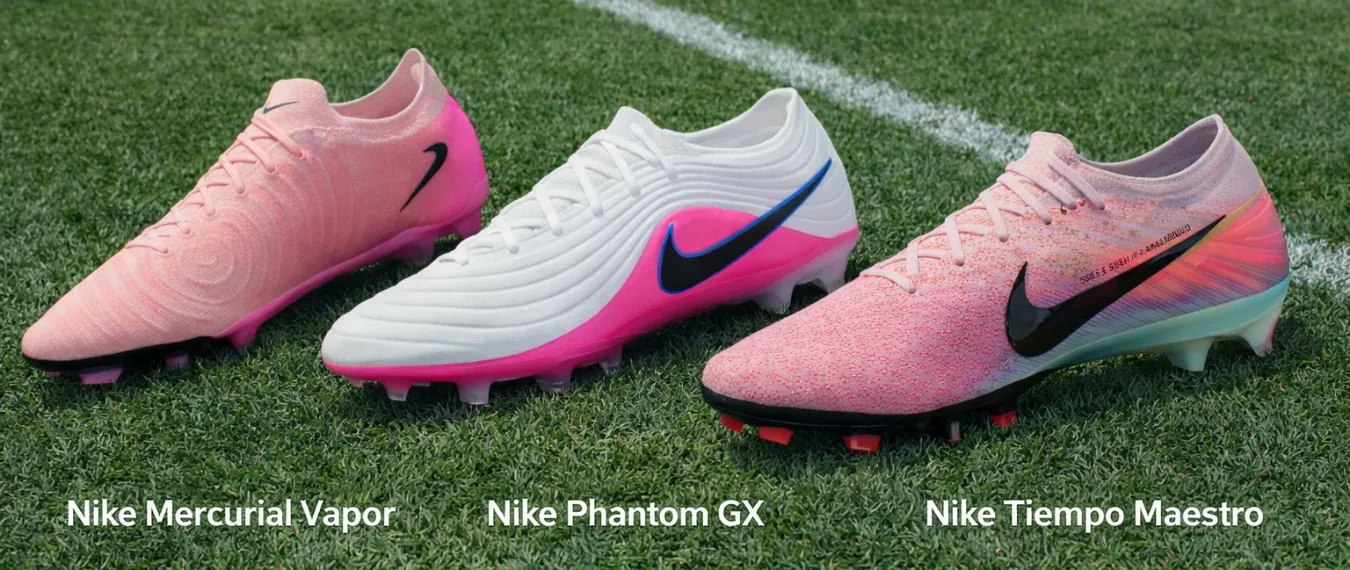 Nike Mercurial soccer cleats, Nike Phantom soccer cleats, Nike Tiempo soccer cleats
