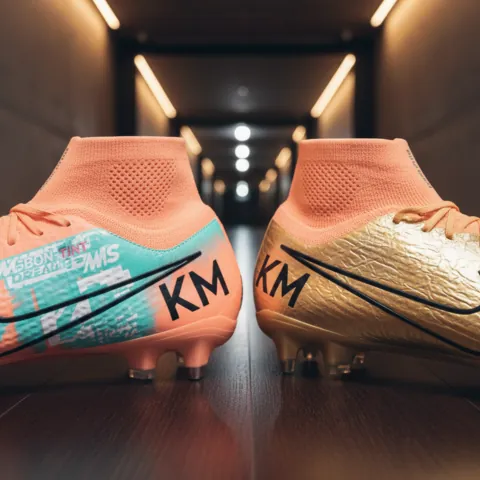 Kylian Mbappe soccer cleats detail